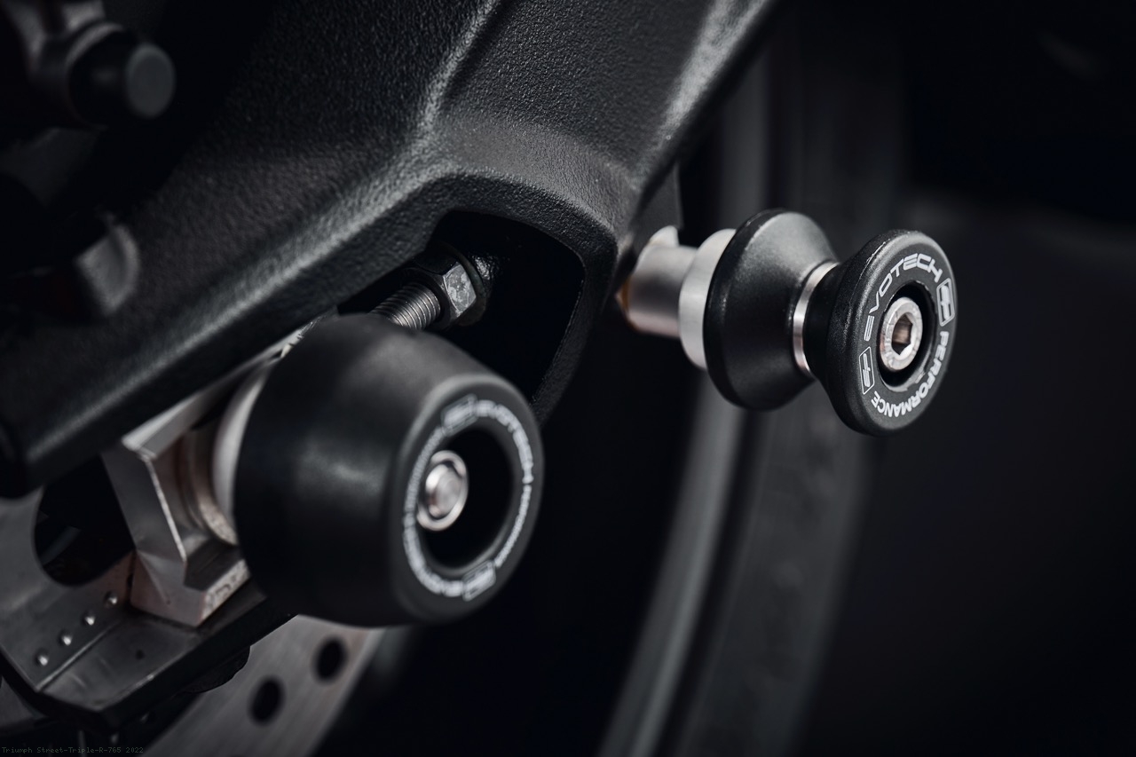 Paddock Stand Swingarm Spools by Evotech Performance Triumph